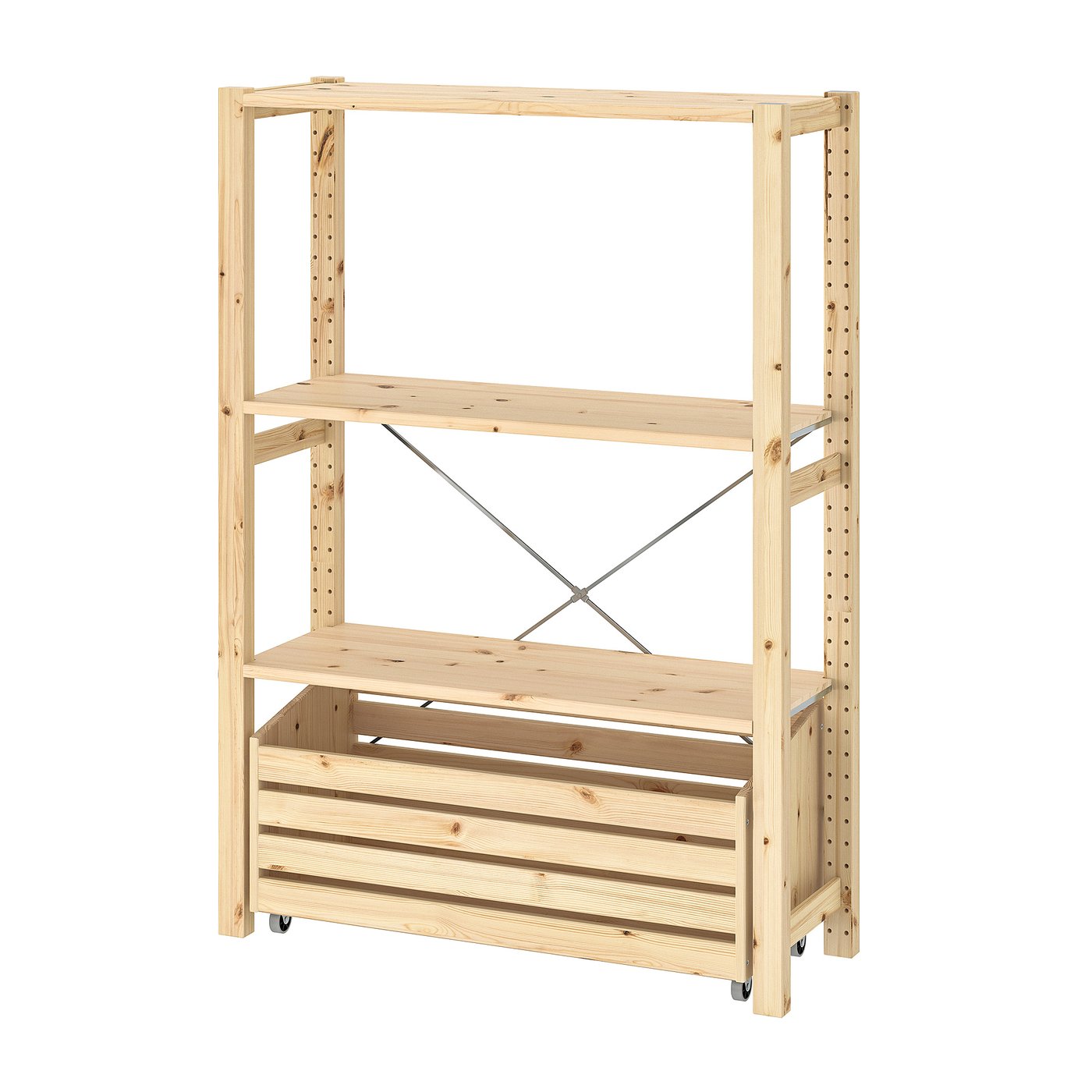 Ivar Shelving Unit With Storage Box - Pine 89x30x124 Cm