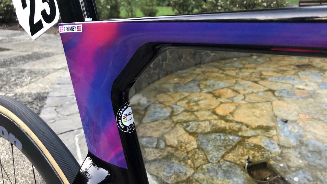 The seat post clamp is accessed through the inside of the frame triangle