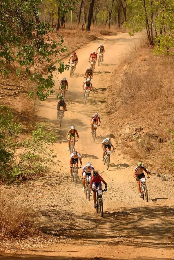Bart Brentjens leads the way at creek crossing