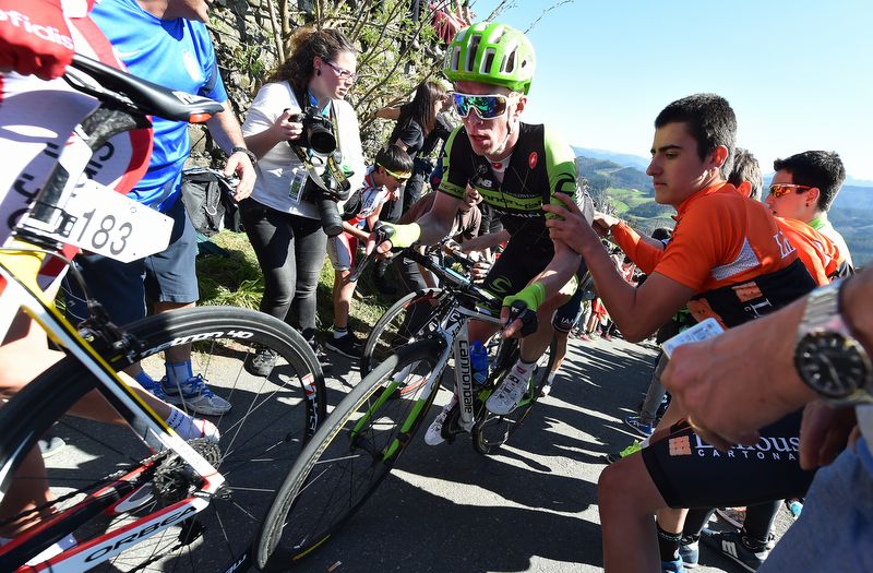 Tom-Jelte Slagter (Cannondale-Garmin) does his best to ride the steep incline