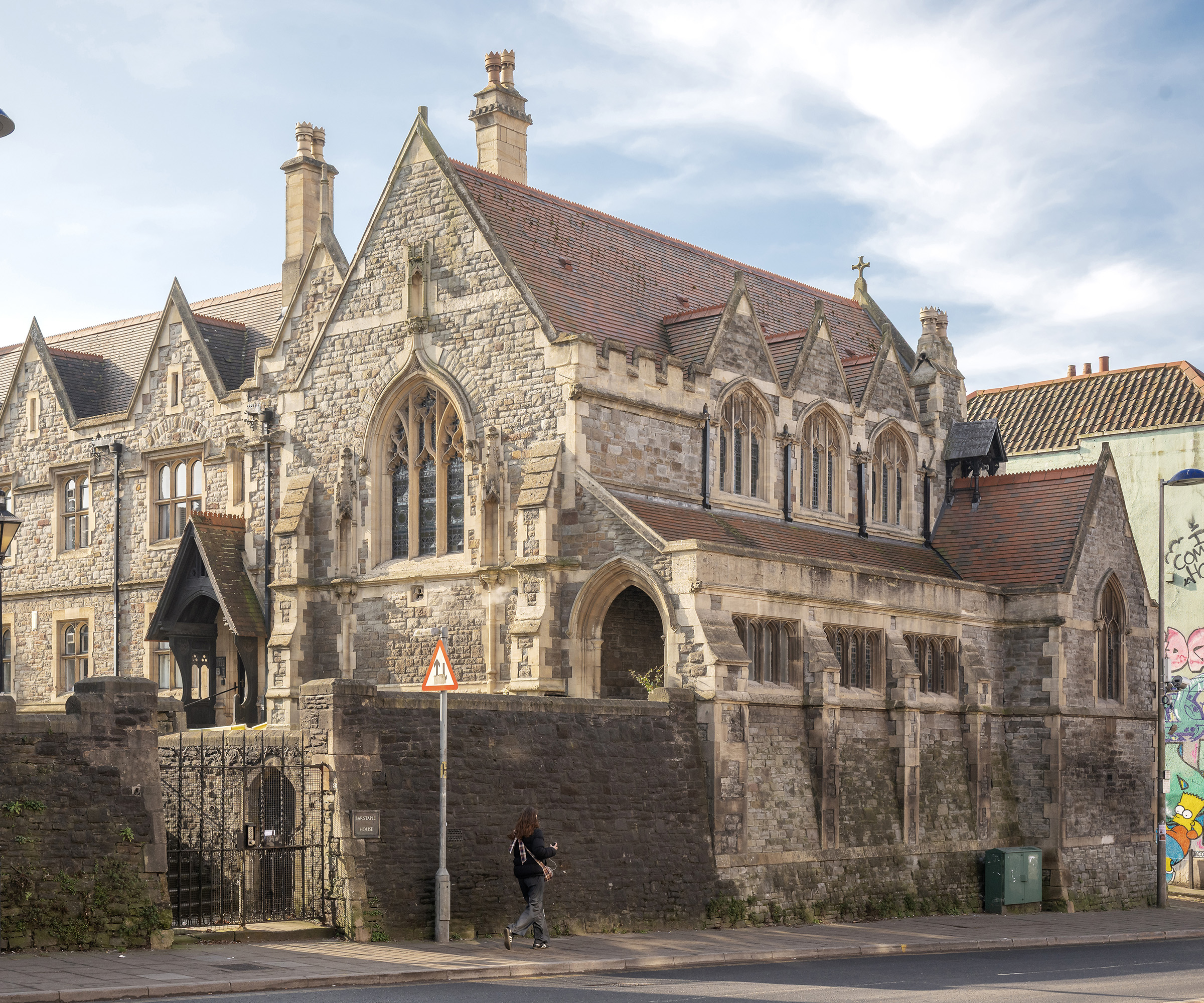 The exterior of a church restoration