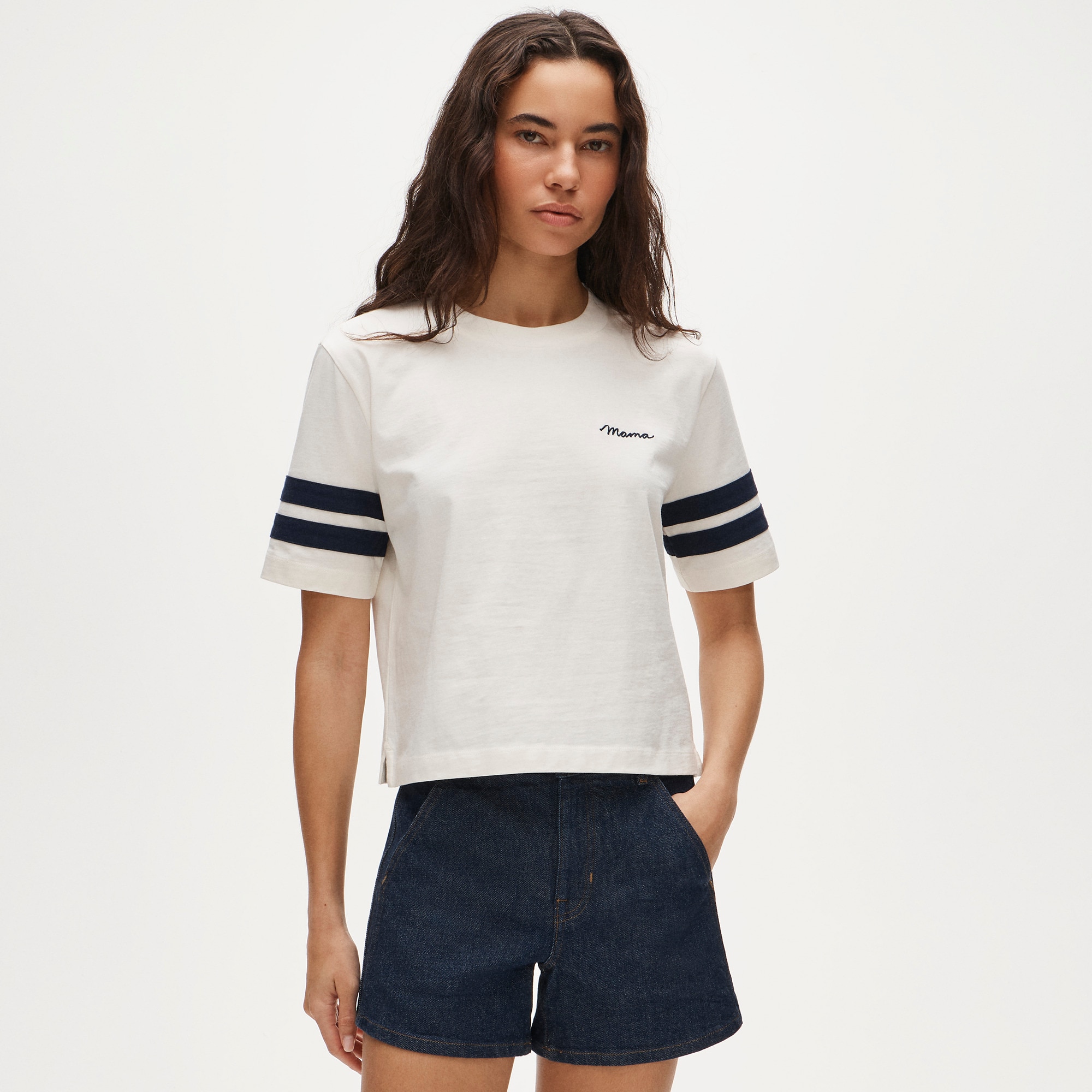 Boyfriend Jersey Relaxed Cropped "Mother" graphic t-shirt