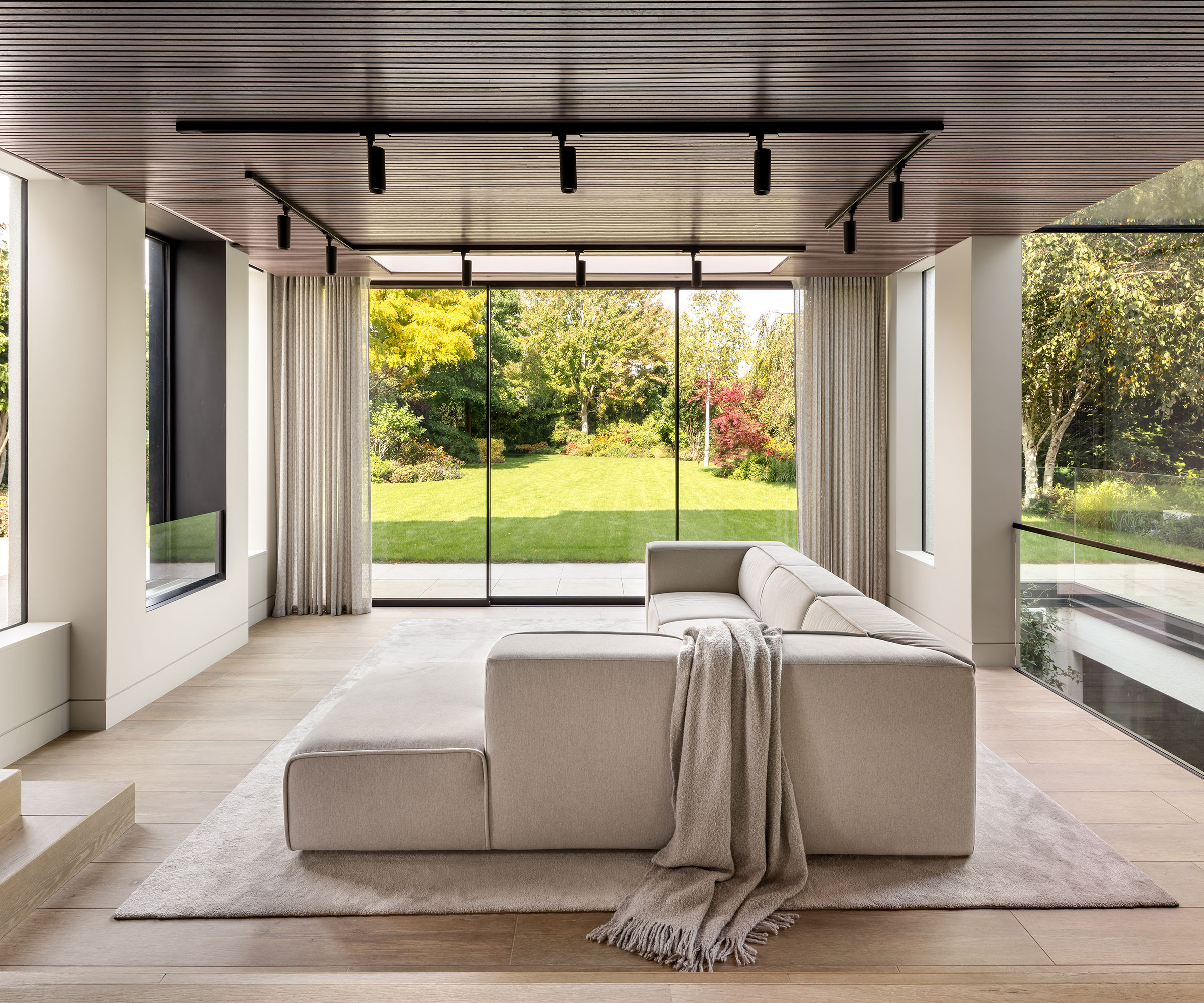 modern living room with large sliding doors