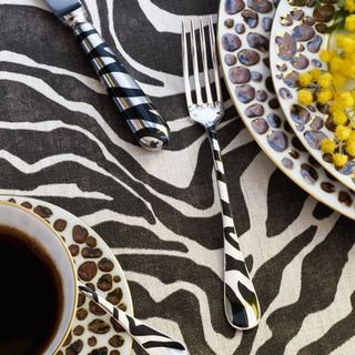 dining table with animal print table cloth