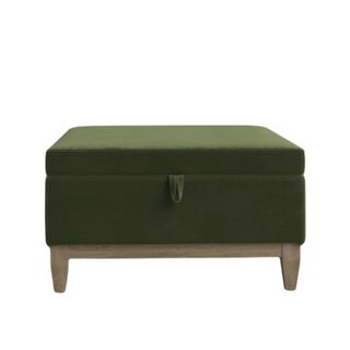 green velvet square storage ottoman 