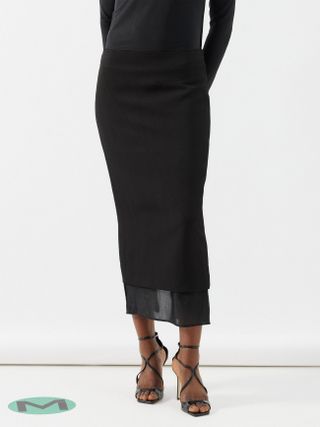 Sabie Organza-Layered Crepe Midi Skirt