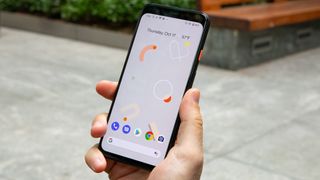 The Google Pixel 4 using stock Android