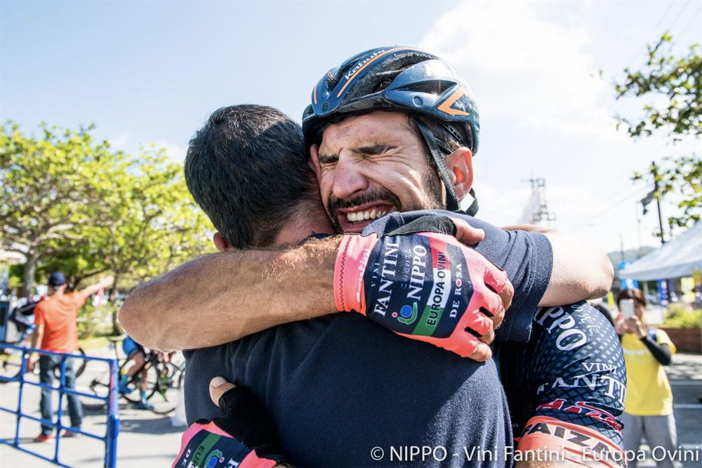 Alan Marangoni celebrates his first ever professional victory