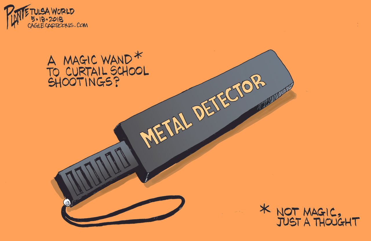 Political cartoon US Sante Fe school shooting metal detector