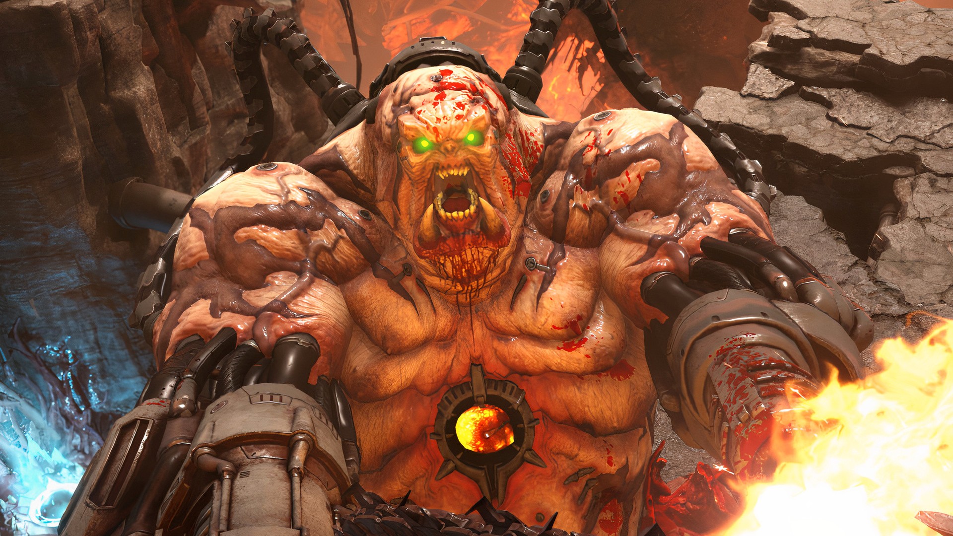meilleurs jeux FPS - un monstre vous attaque dans Doom Eternal