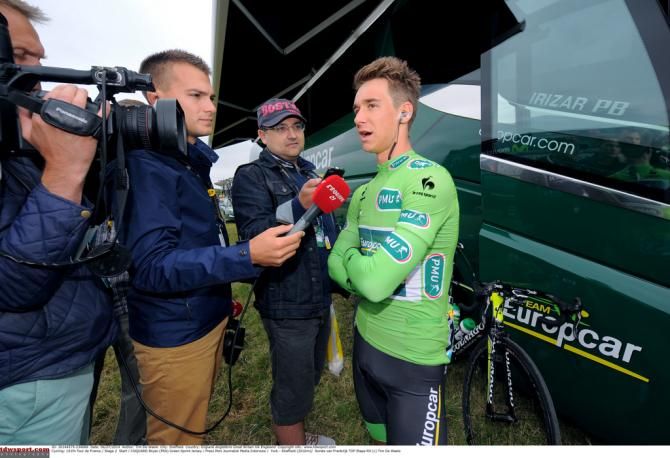 Bryan Coquard (Team Europcar) interviewed before the start of stage 2