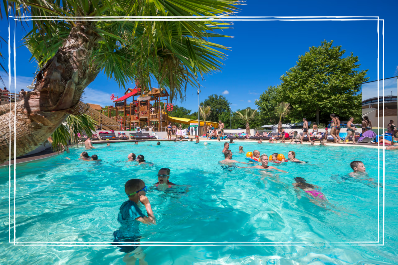 One of several outdoor pools at a Eurocamp holiday campsite in France