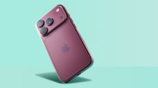 Apple iPhone 18 Pro in burgundy on green background