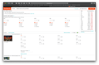 Shutterfly web interface for ordering prints