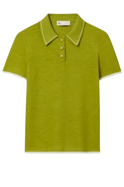 Wool Polo in Green, Size Xxs