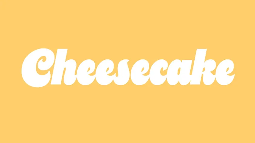 An image displaying the font called Cheesecake by Mark Simonson, via Adobe Fonts.