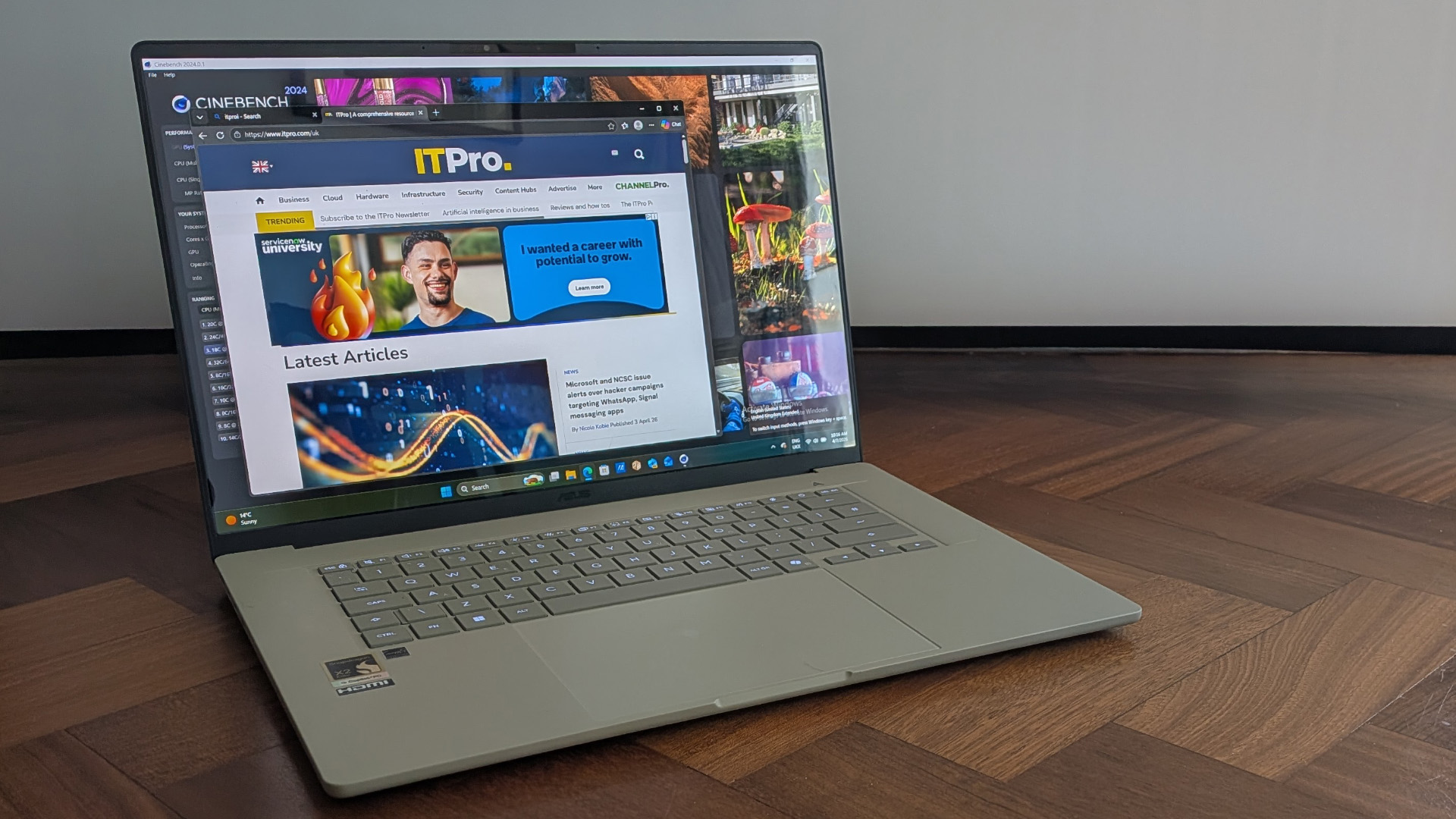 The Asus Zenbook A16 on a desk