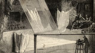 A late 19th century depiction of the Pepper's Ghost illusion