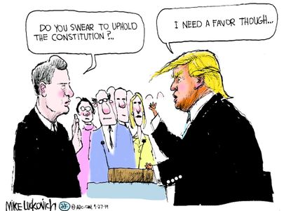 Political Cartoon U.S. Constitutional Duty Trump Ukraine