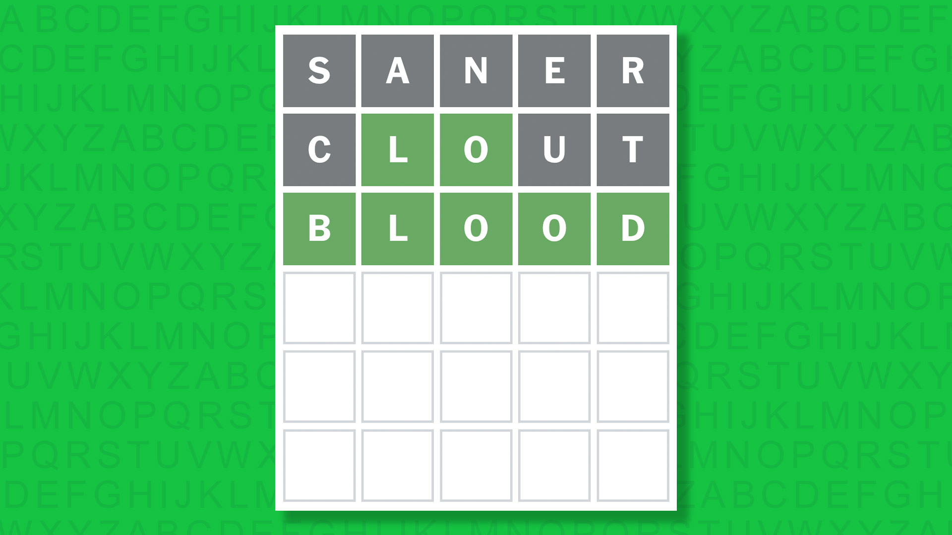 NYT Wordle answer for game 1897 on a green background