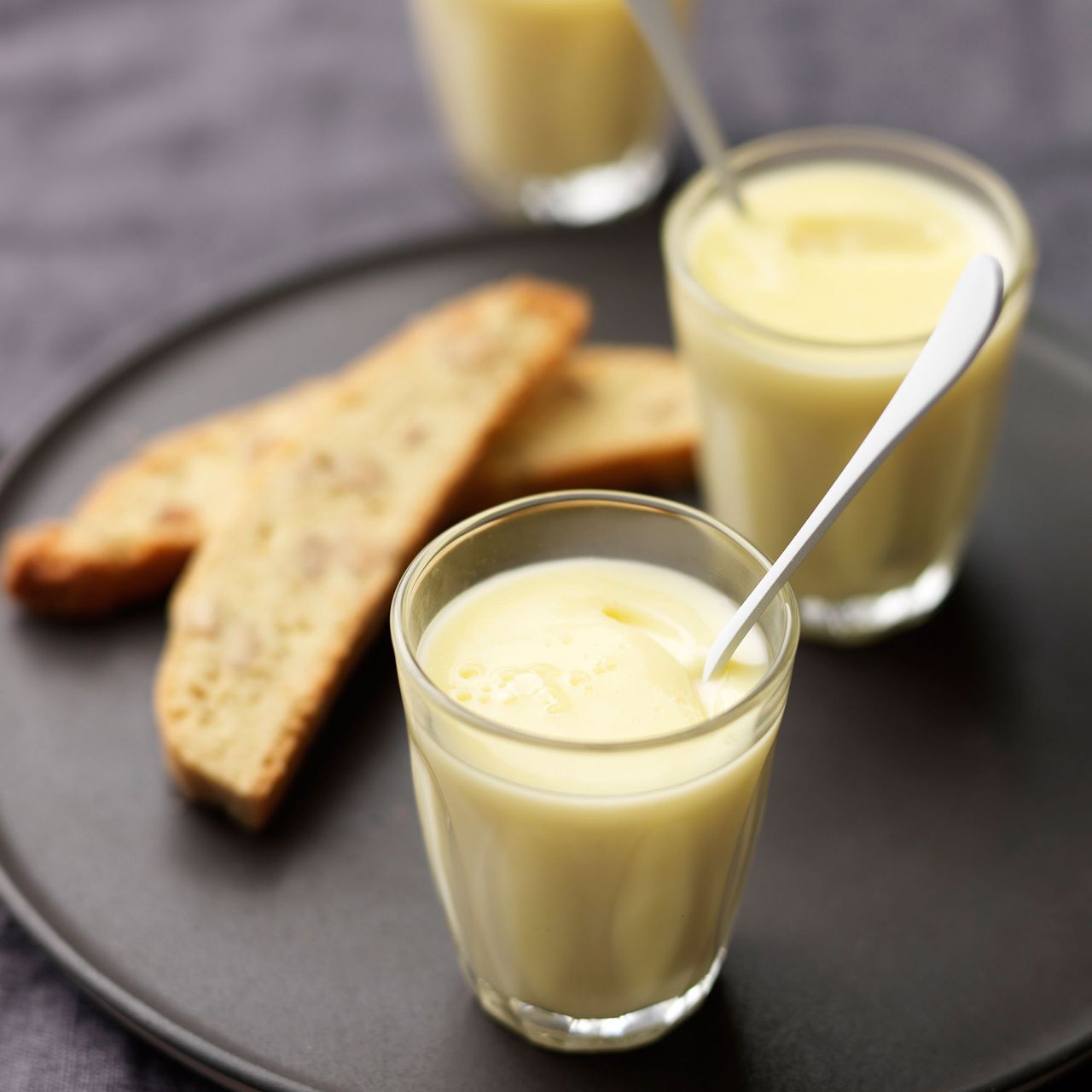 Lemon posset with fennel biscotti photo