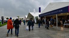 Shopping stands at Badminton Horse Trials, including the Official Badminton Merchandise stand
