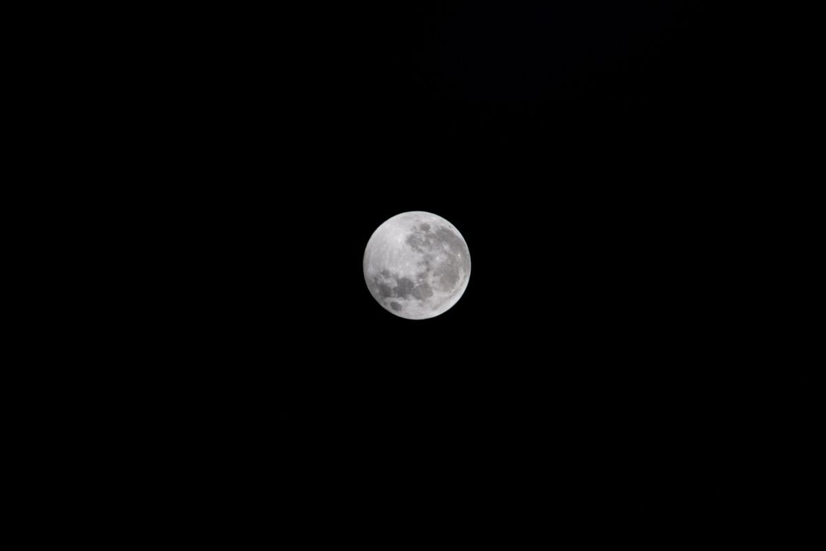 A view of the full moon from space, prior to the "Super Flower Blood Moon" lunar eclipse, on May 26, 2021.