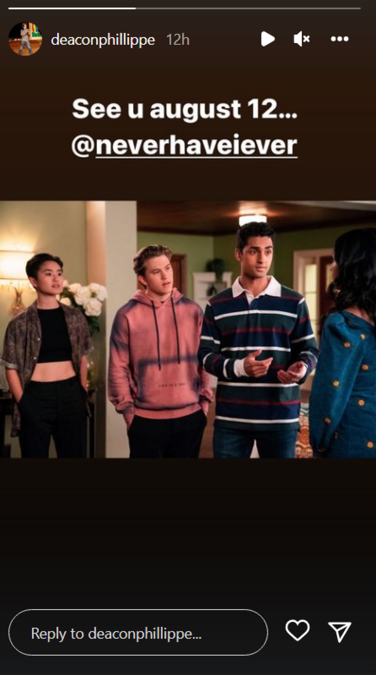 Deacon Phillippe posts to Instagram Stories.
