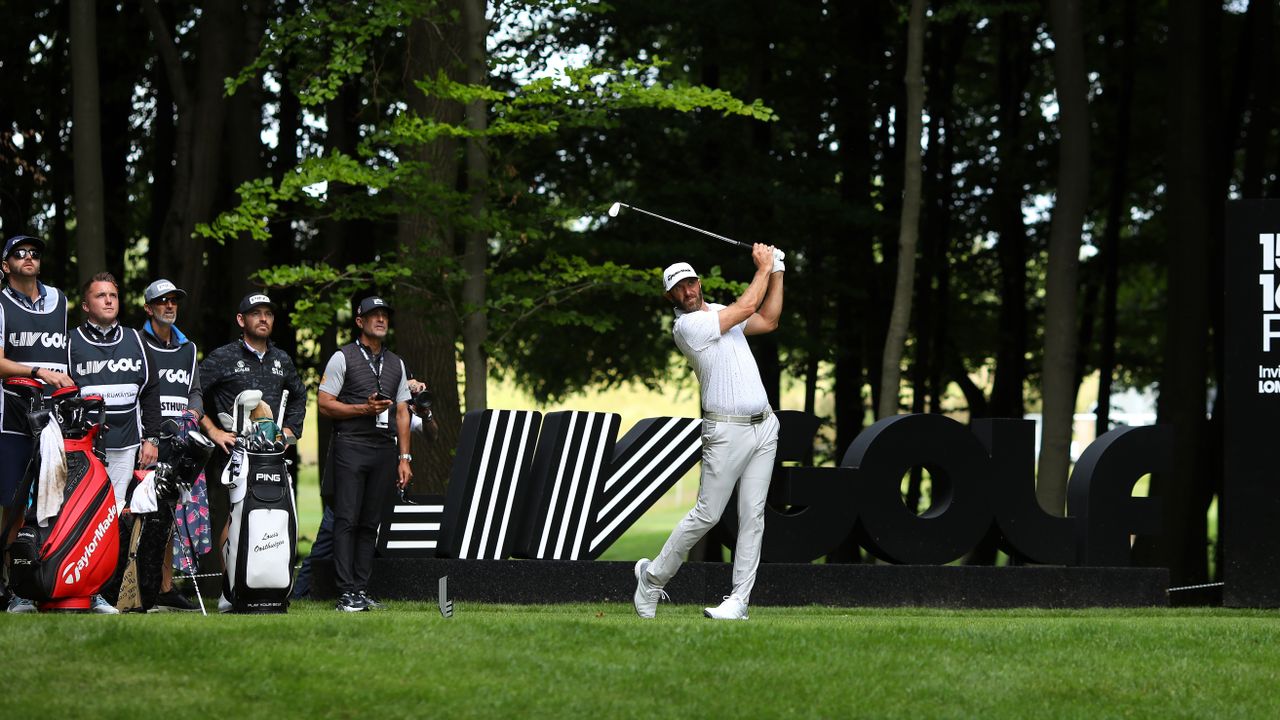 Dustin Johnson hits iron shot at Centurion Club