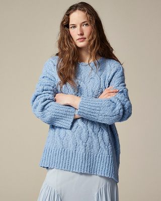 Collection Oversized Cable-Knit Crewneck Sweater