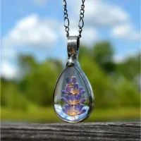 5. Lavender Pear-Shaped Pendant: