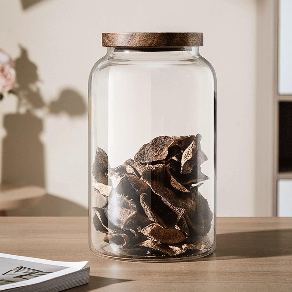 Winakui Large Glass Jars With Airtight Wooden Lid, Food Storage Glass Canister, Clear Cereal Storage Container for Flour, Sugar, Coffee Beans, Snack (67 Fl Oz (2000ml))