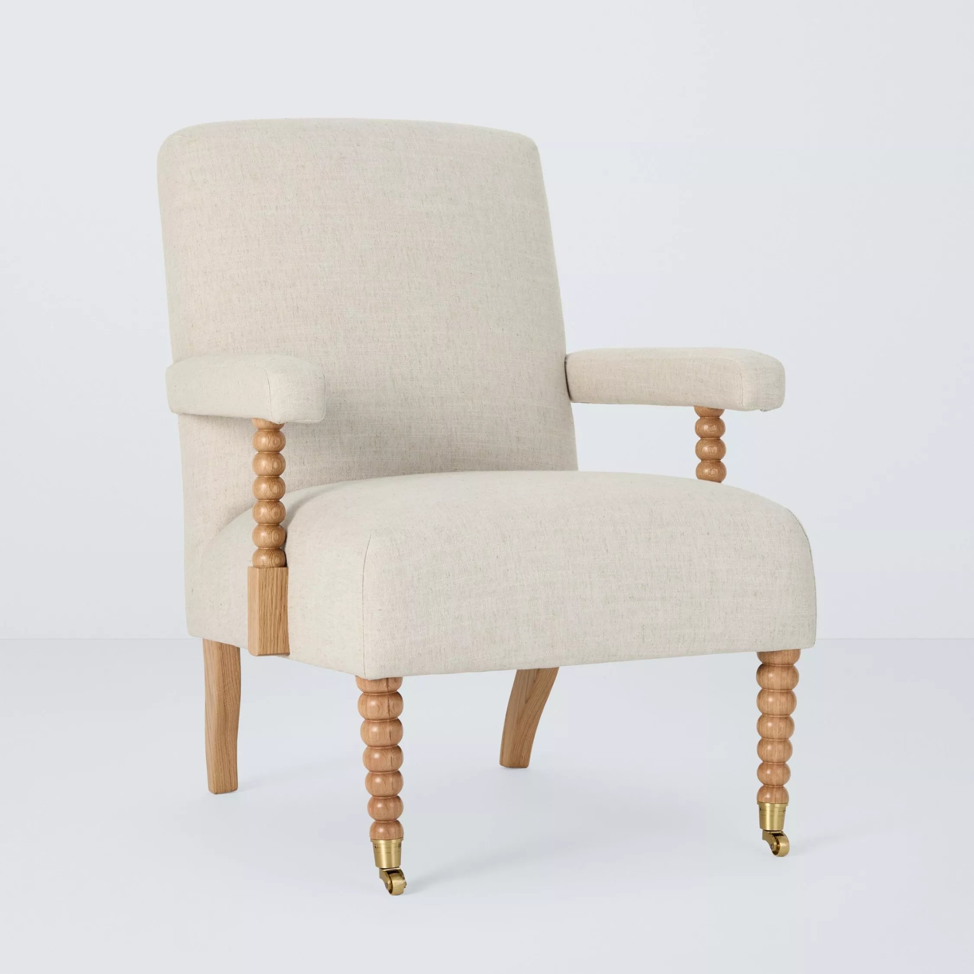John Lewis Classic Bobbin Armchair, Light Leg, Relaxed Linen Putty