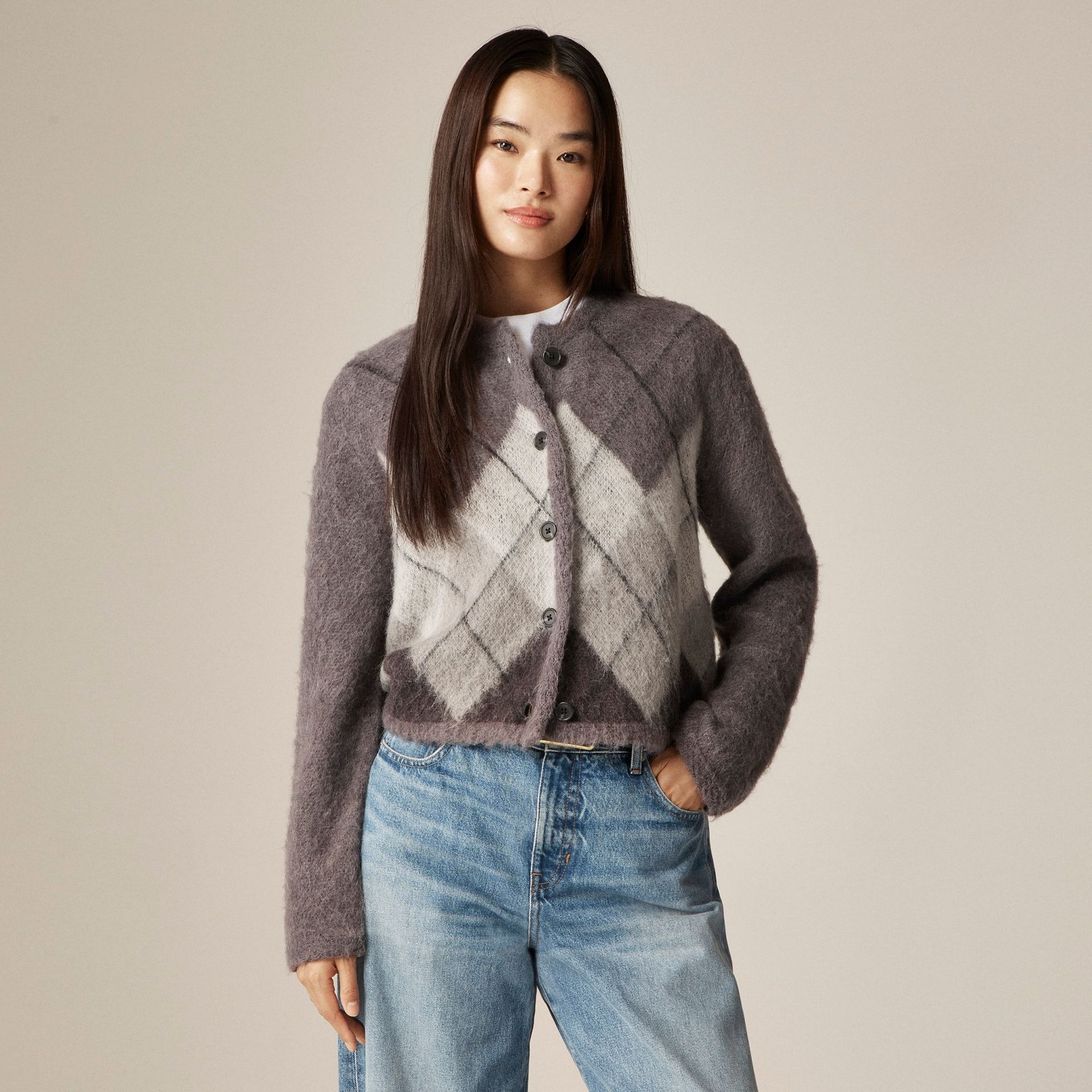 Cardigan in Argyle Wool Blend