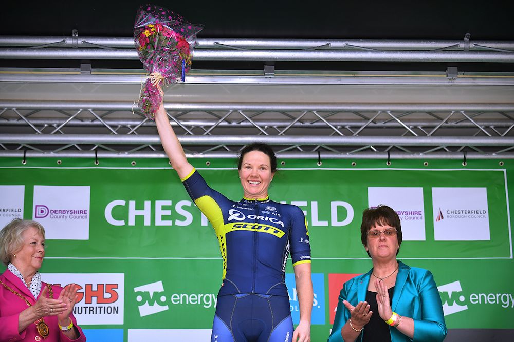 Sarah Roy after winning stage 4 at the Women's Tour