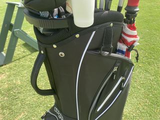 The IZZO Ultra-Lite Cart Bag has a large valuables pouch.
