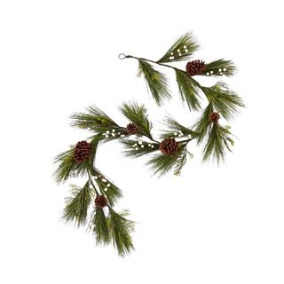 A leaf, pinecone, and white berry Christmas garland