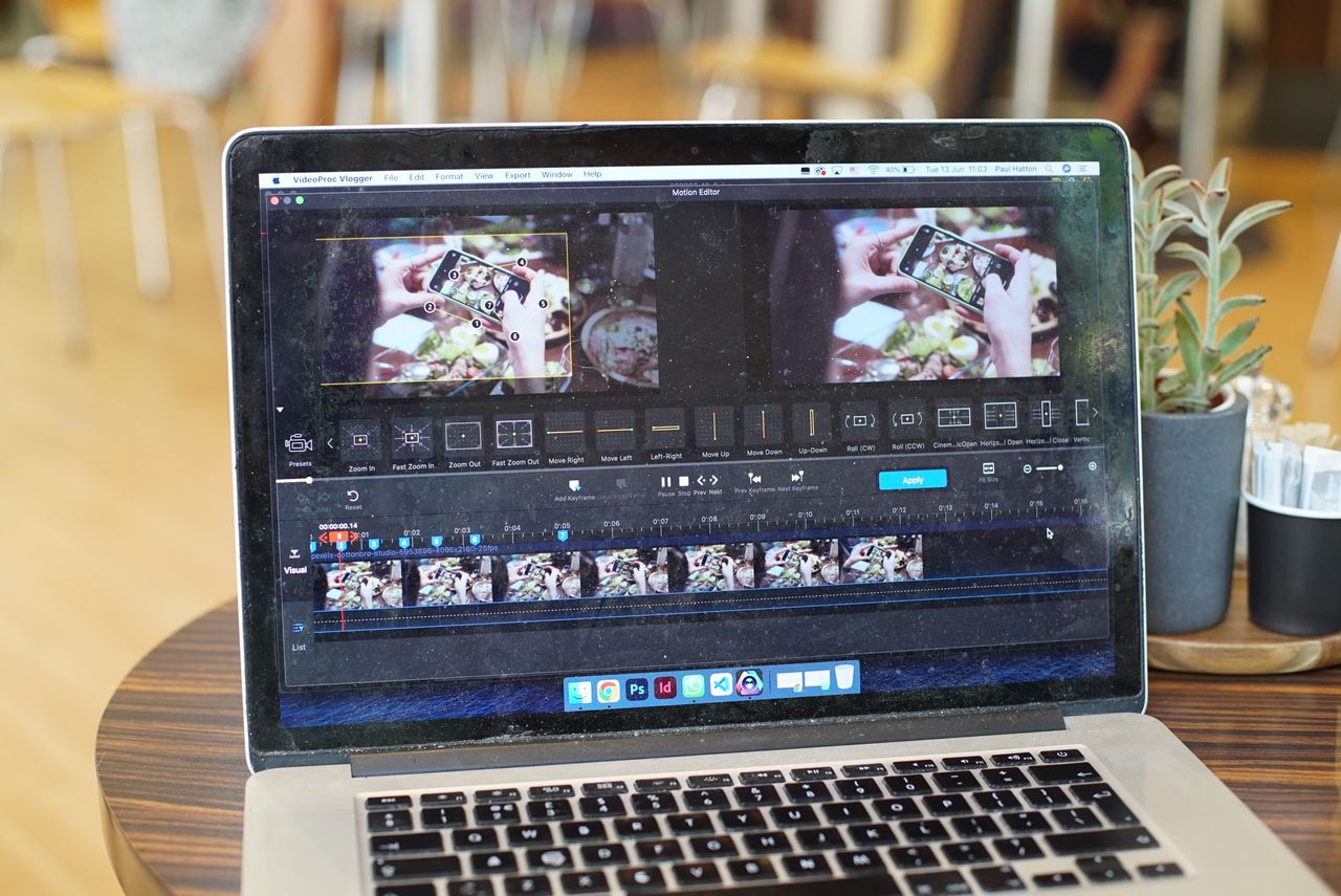 Photo of a laptop using VideoProc Vlogger video-editing software