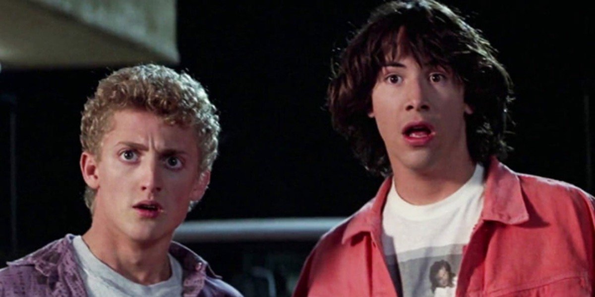 Ted and Bill look stunned in &#039;Bill &amp; Ted&#039;s Excellent Adventure&#039;