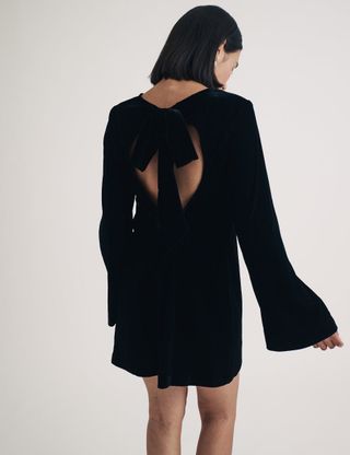 Black Velvet Tie Back Jolene Mini Dress