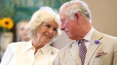 Prince Charles, Prince of Wales and Camilla, Duchess of Cornwall look at eachother as they reopen the newly-renovated Edwardian community hall The Strand Hall during day three of a visit to Wales on July 4, 2018 in Builth Wells, Wales. 
