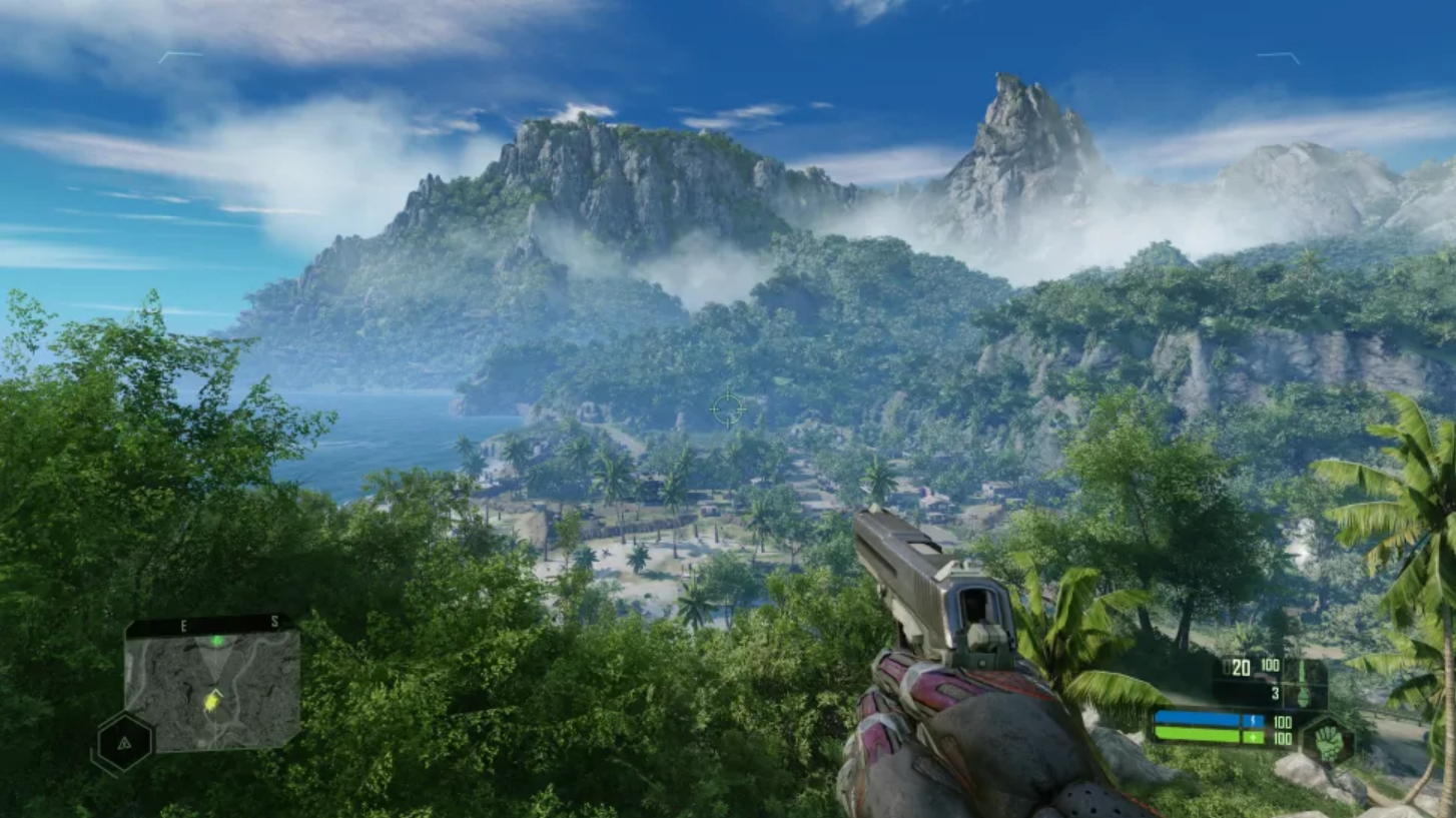 Screenshot from Crysis detailing a lush game world