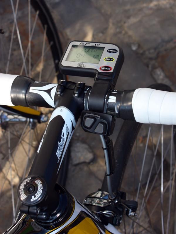 Bernhard Eisel (HTC-Columbia) is using Shimano's new satellite shifter on his Dura-Ace Di2 group.