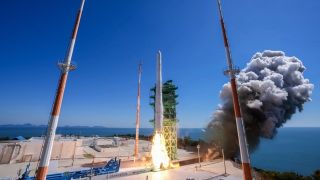 South Korea's Nuri rocket launches 15 satellites on its fifth-ever flight, on Oct. 6, 2026.