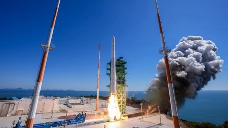 South Korea's Nuri rocket launches 15 satellites on its fifth-ever flight, on Oct. 6, 2026.