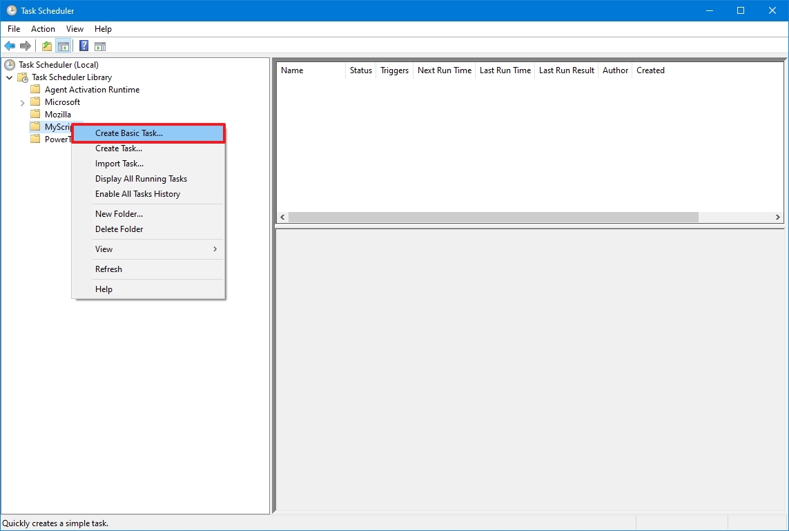 Task Scheduler create basic task