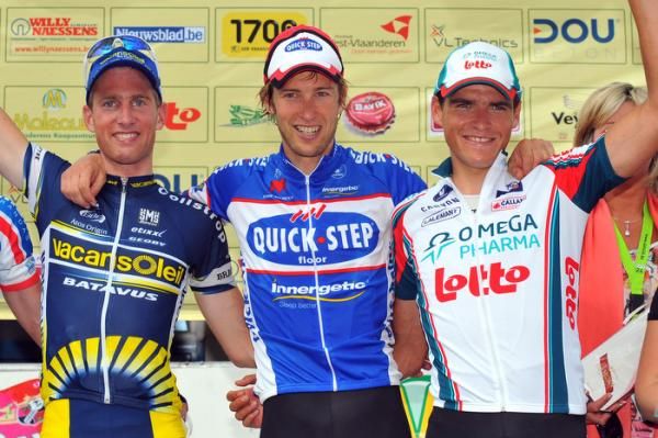 Halle-Ingooigem podium (l-r): Arnoud Van Groen, 2nd; Jurgen Van De Walle, 1st; Greg Van Avermaet, 3rd.
