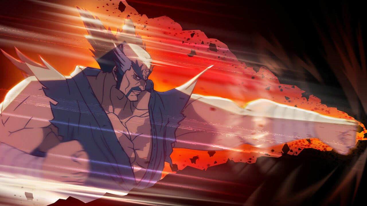 Heihachi on fire in Tekken Bloodline