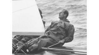 Prince Philip young - at helm of his yawl, 'Bloodhound', during Cowes Regatta. (Photo by George Silk/The LIFE Picture Collection via Getty Images)