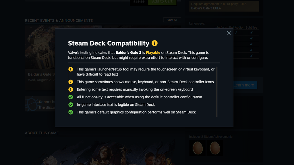 baldur's gate 3 steam deck performance update
